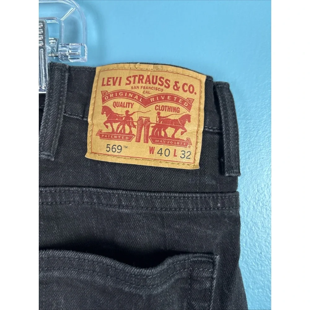 Levi's 569 Jeans Men's 40x32 (Fit 40x31) Black Loose Fit Straight Leg Stretch